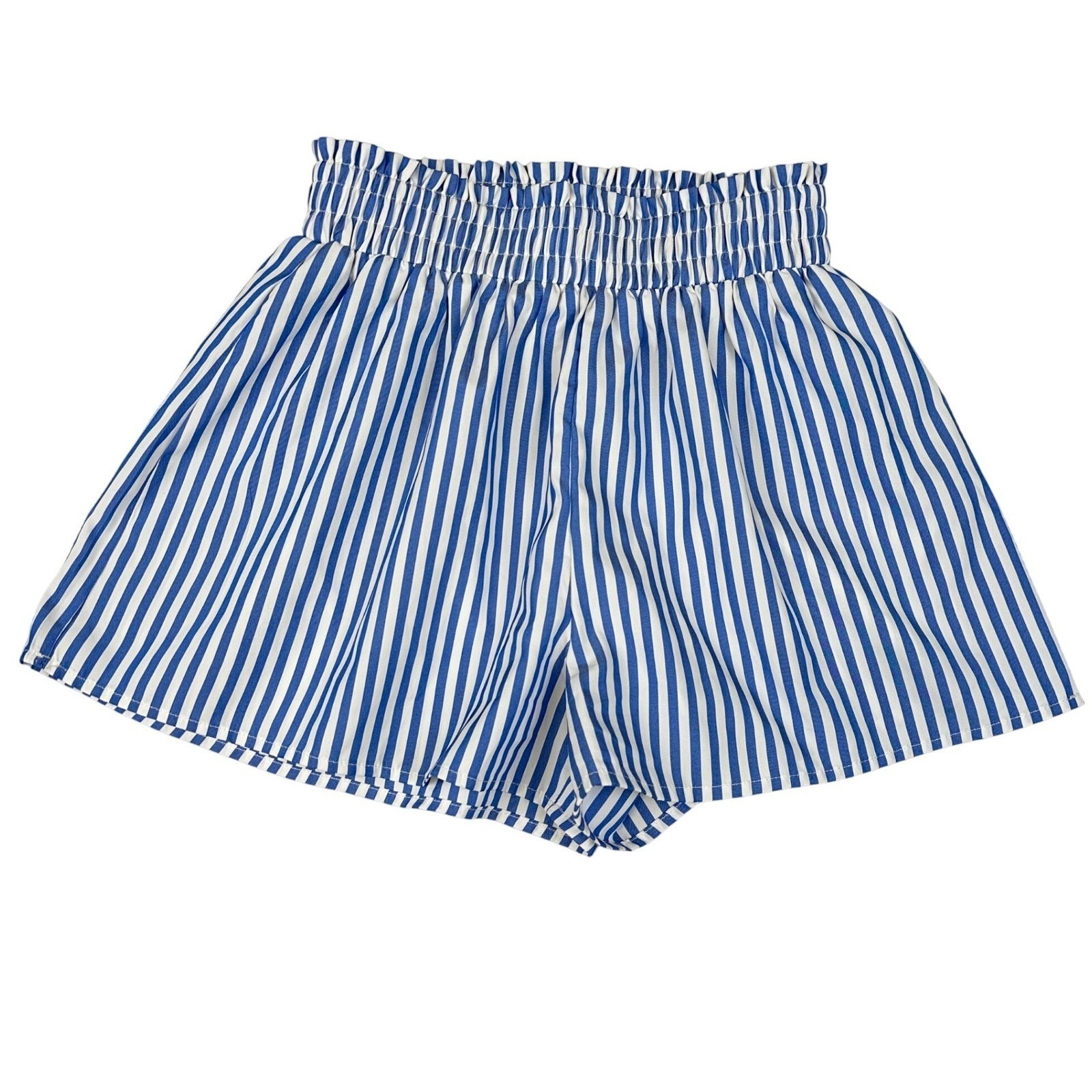 Commense Striped Shorts Blue White Elastic Waist Xs